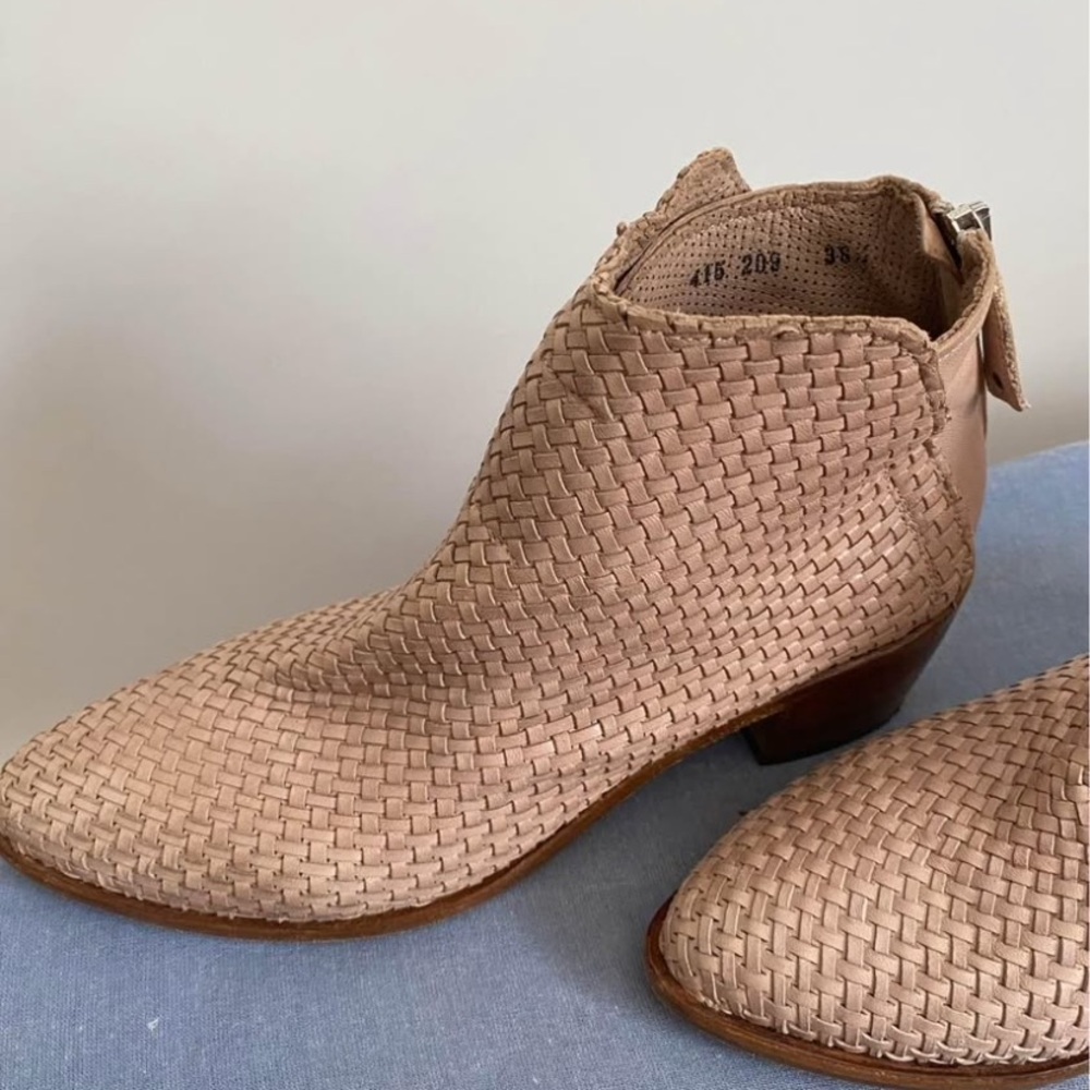 Women's Tan Woven Ankle Boots